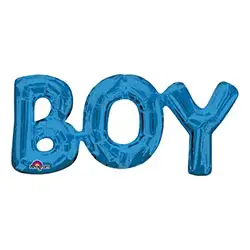 Blå folieballong med texten boy